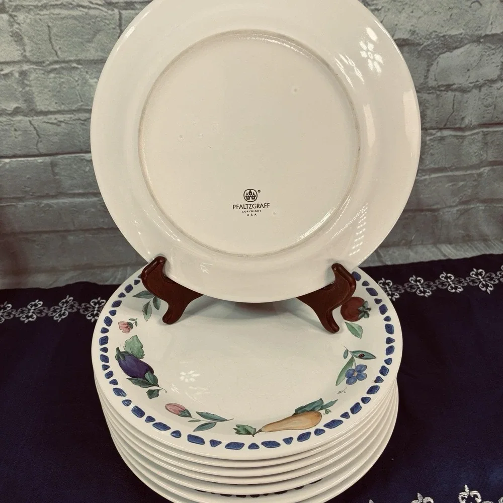 Vintage Pfaltzgraff Summer Garden dinner plate hand-painted stoneware